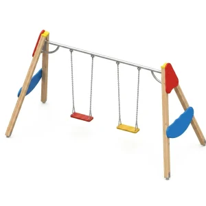 Balançoire en bois 2 sièges