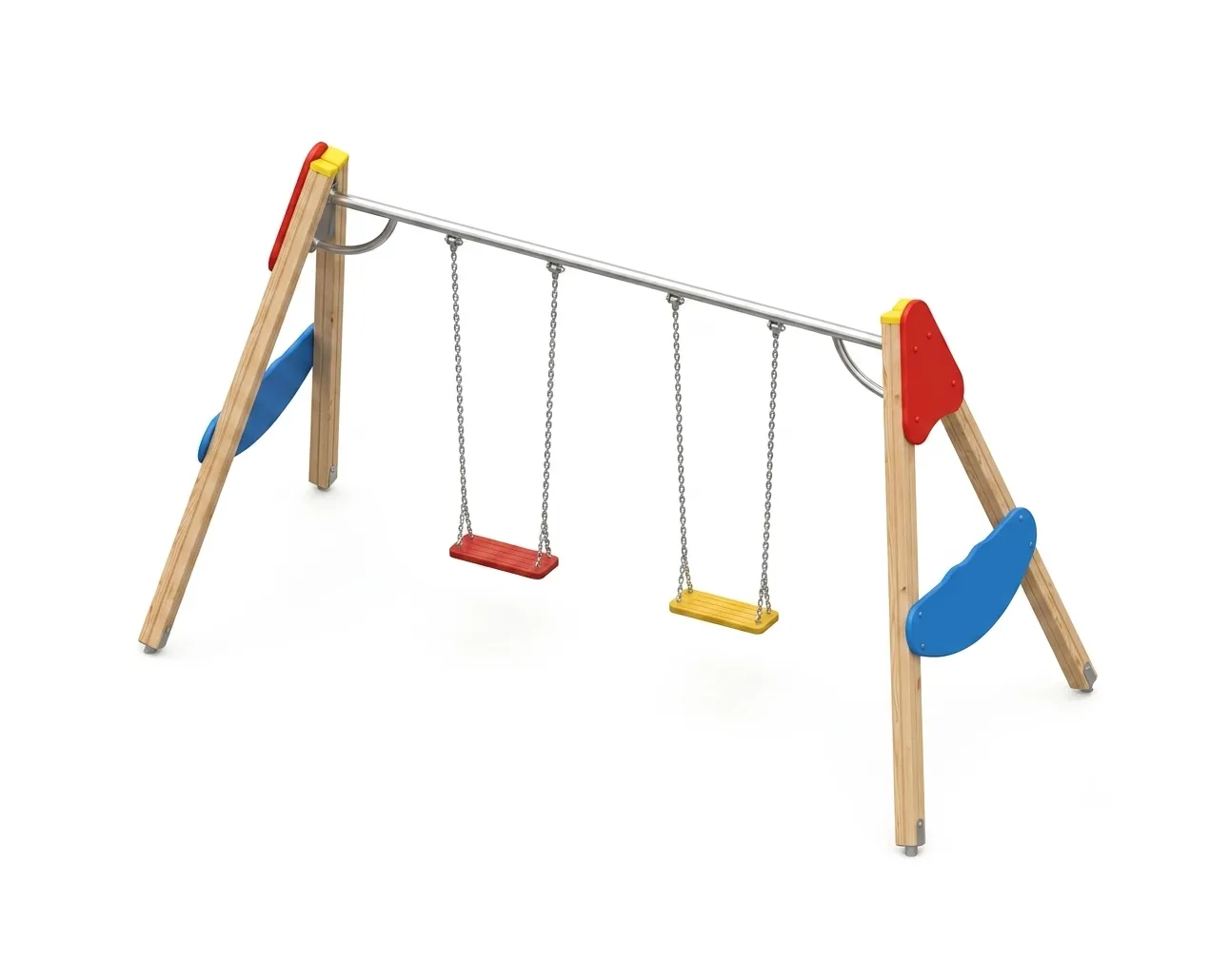Balançoire en bois 2 sièges