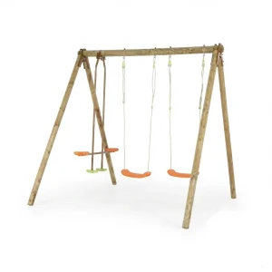 DARIFOU Portique 2,30m En Bois avec 2 balançoires + 1 face à face
