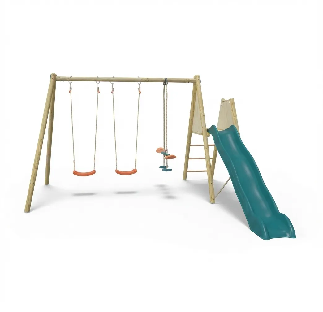 Portique Harmonie Romy Aire de jeux en bois avec toboggan et balançoire