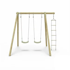 Portique en Bois Artix TIRIDOU 2 Double Balançoire et Échelle de Cordes