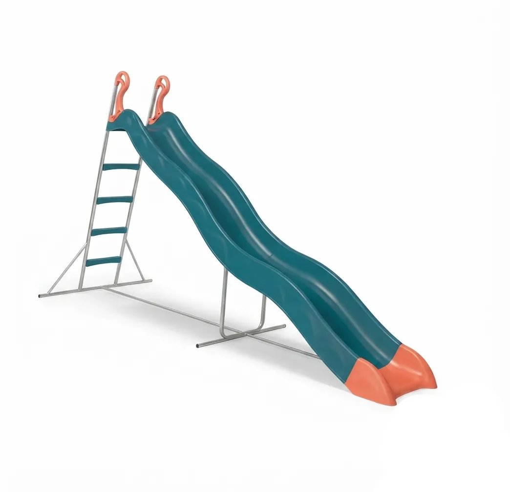 Toboggan PYROU Bleu 3,32 m Glissière double vague